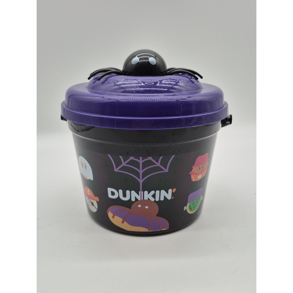 Limited Edition 2025 Dunkin' Halloween Bucket With Spider Lid And Handle